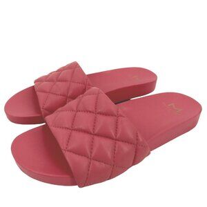Marc Fisher Womens 7.5 Imenal MLIMENAL Pink Quilted Leather Slide Sandals Shoes